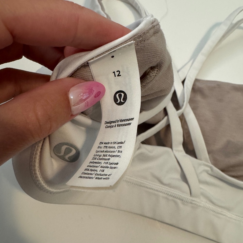 Lululemon Energy Bra White Strappy Criss Cross Sports Bra Size 12 LW2EB3S - Picture 4 of 5